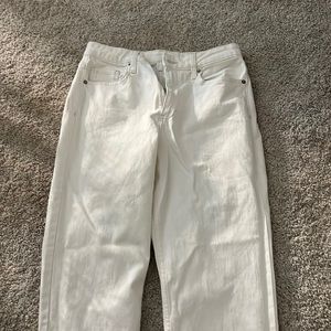 white high waisted straight cut jeans